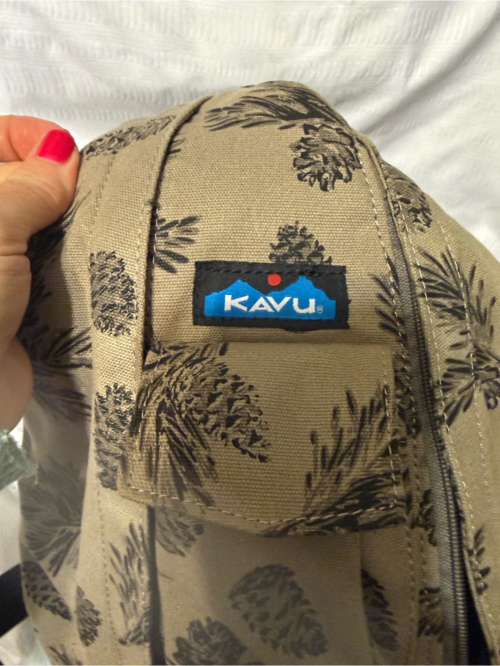 Kavu Tan Sling Bag with Black Pinecone Print - Picture 7 of 7